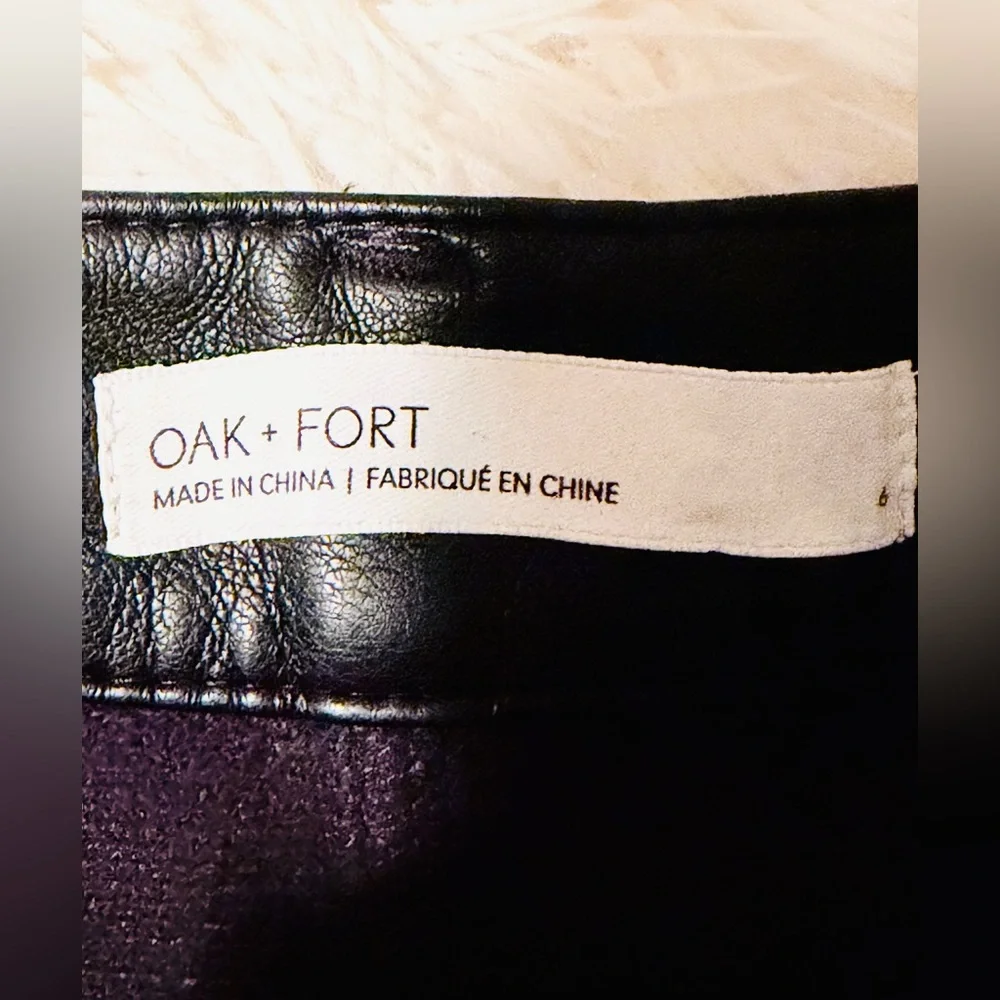 NWOT OAK + FORT Black Leather Pants - Picture 3 of 11